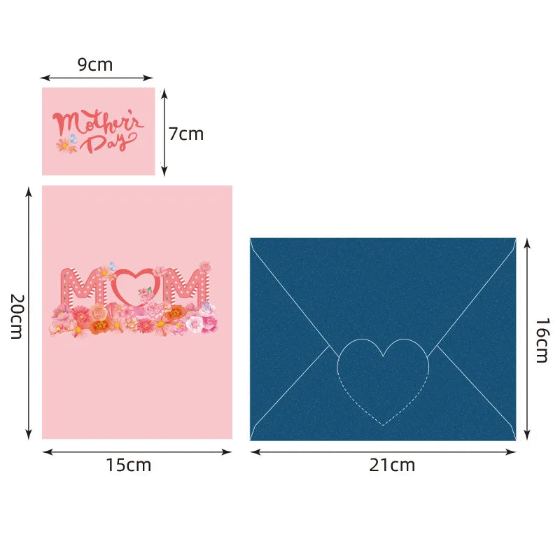 2024 Mother's Day Card 3D Pop-Up Greeting Cards Best Mom Forever Card for Mom Birthday Gifts Happy Mothers Day Love Mom Card