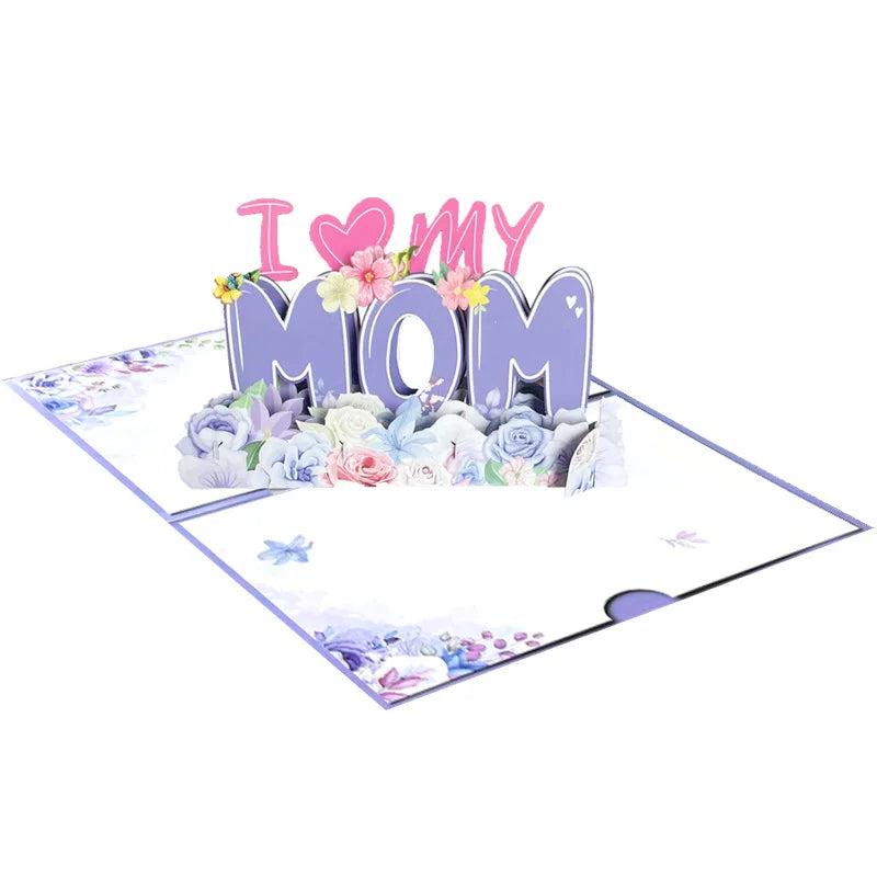 2024 Mother's Day Card 3D Pop-Up Greeting Cards Best Mom Forever Card for Mom Birthday Gifts Happy Mothers Day Love Mom Card